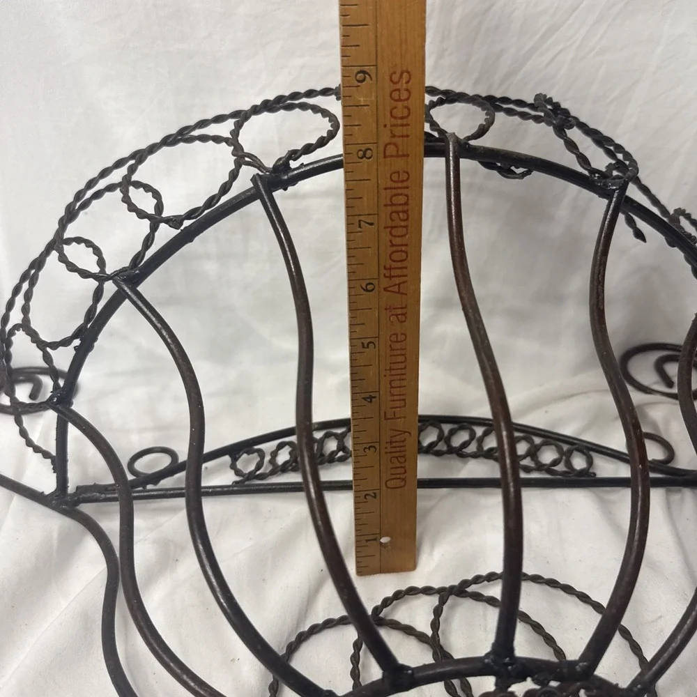 Vintage Victorian Wrought Iron Basket Wall Hang Decorative Storage Planter Wire